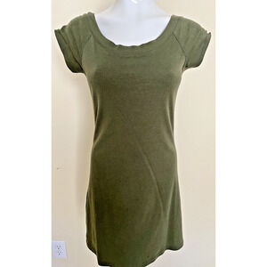 Andrea Jovine Womens T Shirt Dress Army Green Size Small 100% Cotton Cap Sleeve